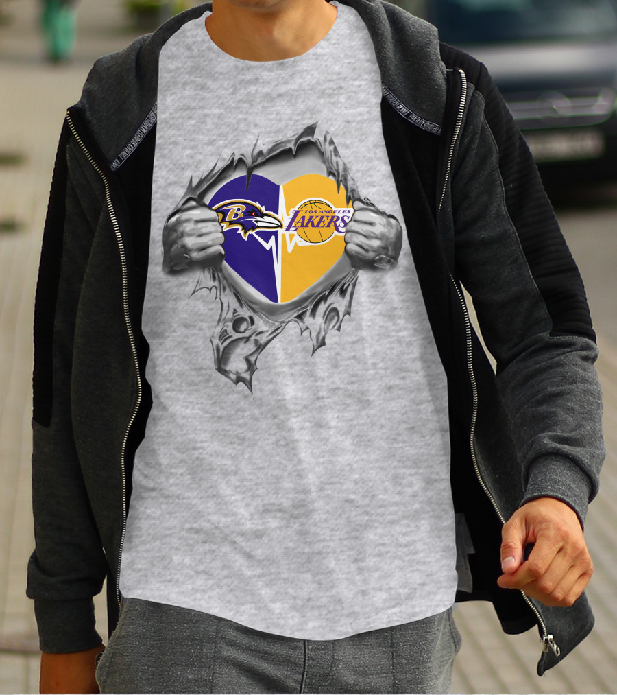 Lakers Baltimore Ravens Heart In My Hands T-Shirt