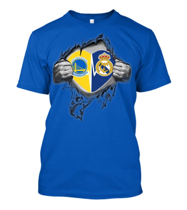 Golden State Warriors Real Madrid Dual Loyalty Emblem In My Heart T-Shirt