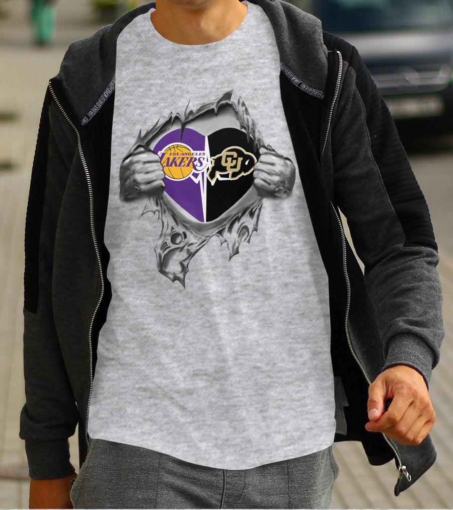 Los Angeles Lakers Colorado Buffaloes Heart T-Shirt