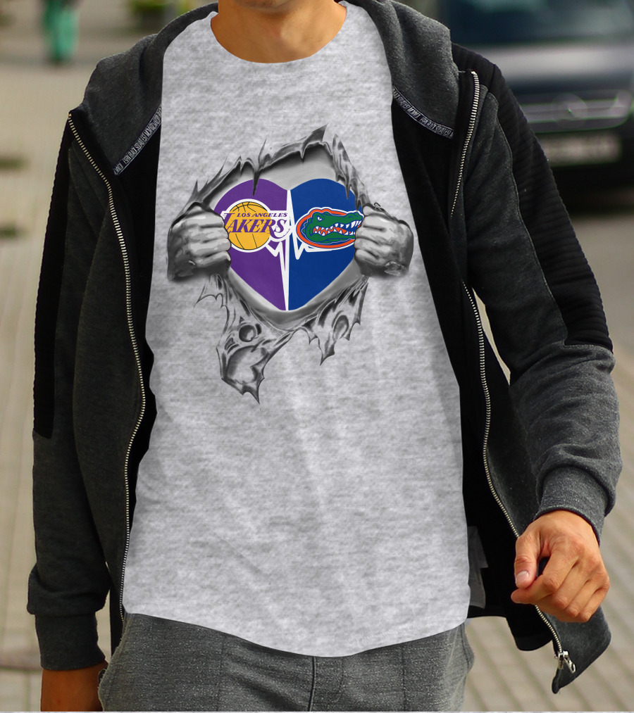 Los Angeles Lakers Florida Gators Heartbeat Passion Fusion T-Shirt