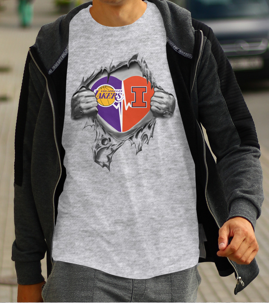 Los Angeles Lakers Illinois Fighting Illini Heartbeat Passion T-Shirt