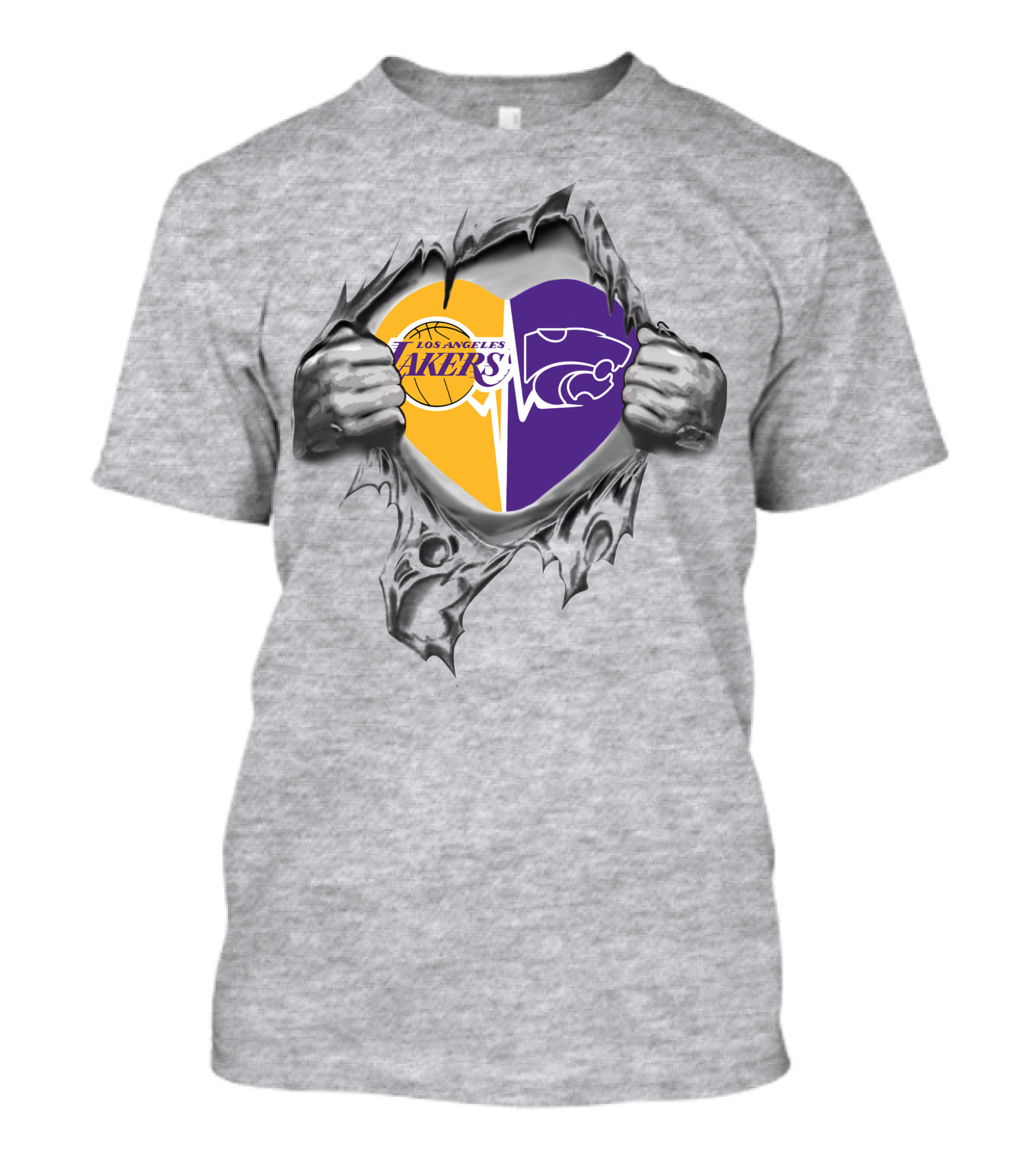 Los Angeles Lakers Kansas State Wildcats Heart T-Shirt