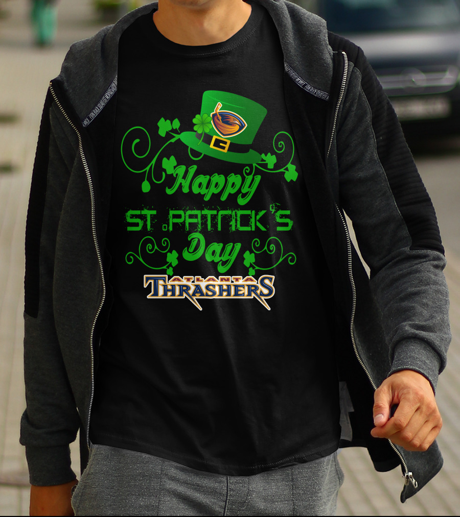 Atlanta Thrashers Happy St Patrick's Day Shamrock Hockey Hat T-Shirt