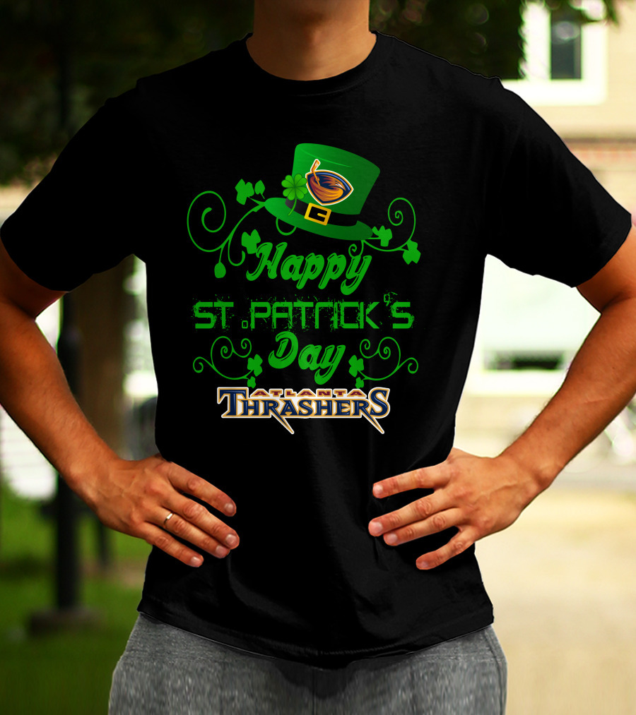 Atlanta Thrashers Happy St Patrick's Day Shamrock Hockey Hat T-Shirt