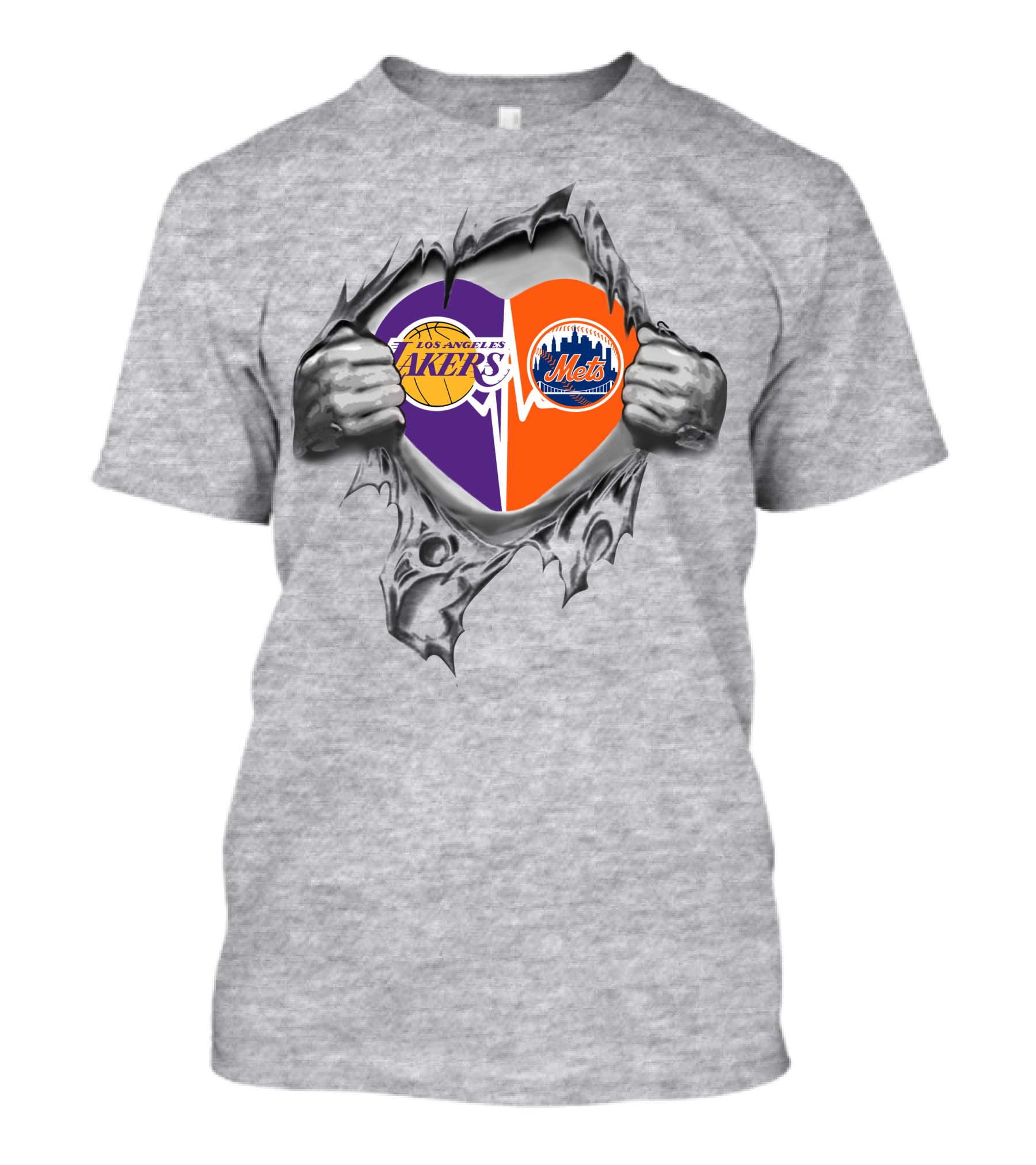 Los Angeles Lakers New York Mets Heart T-Shirt