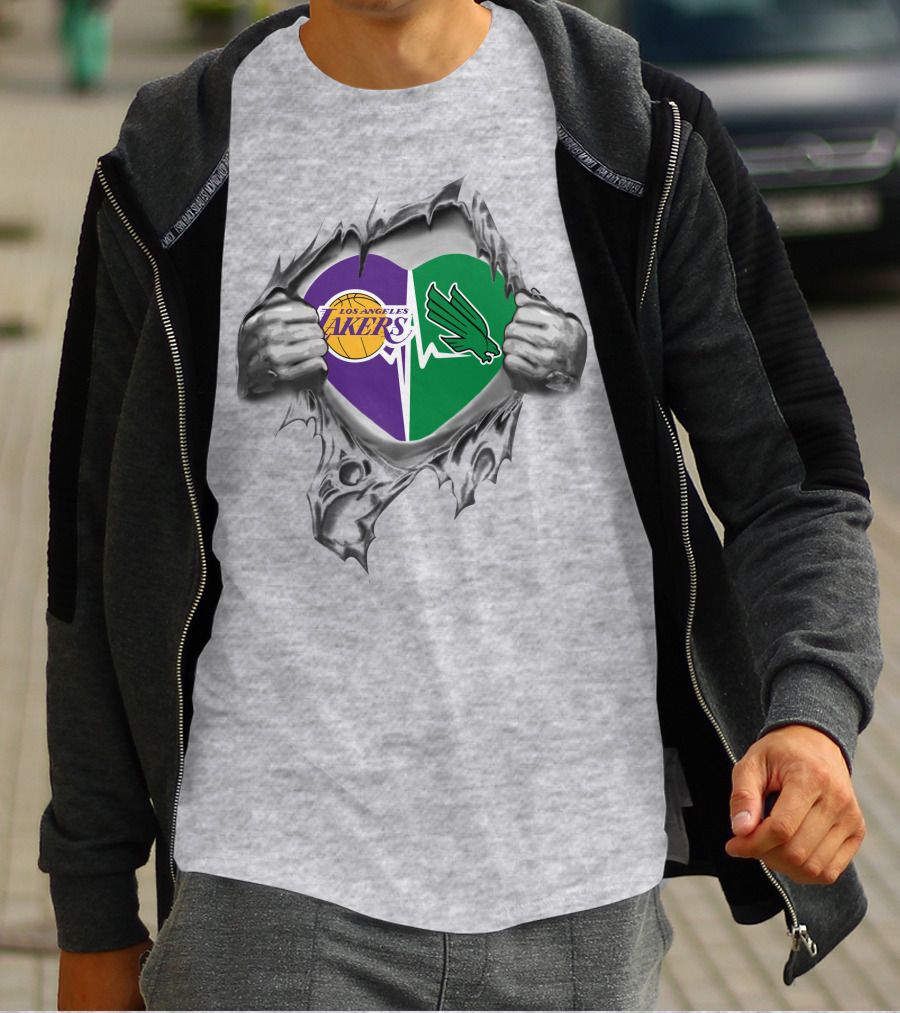 Lakers North Texas Mean Green Heart Tear T-Shirt