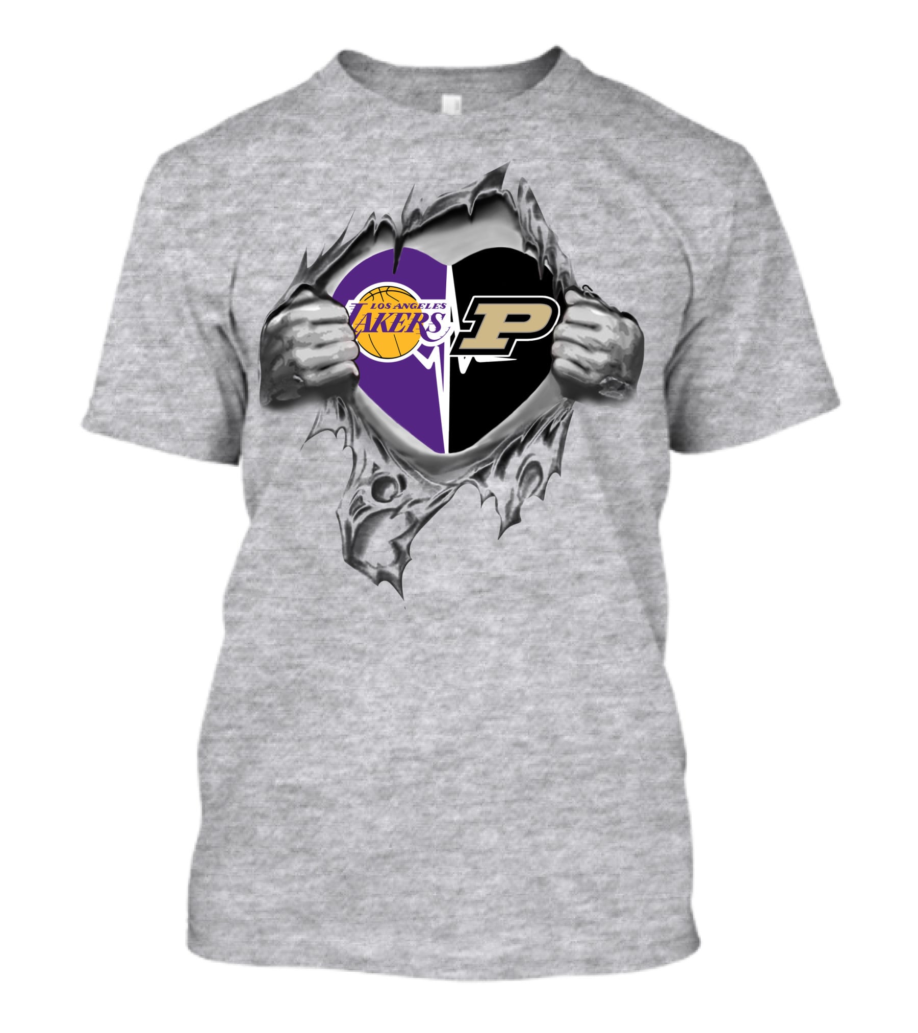 Los Angeles Lakers Purdue Boilermakers Heart Torn T-Shirt