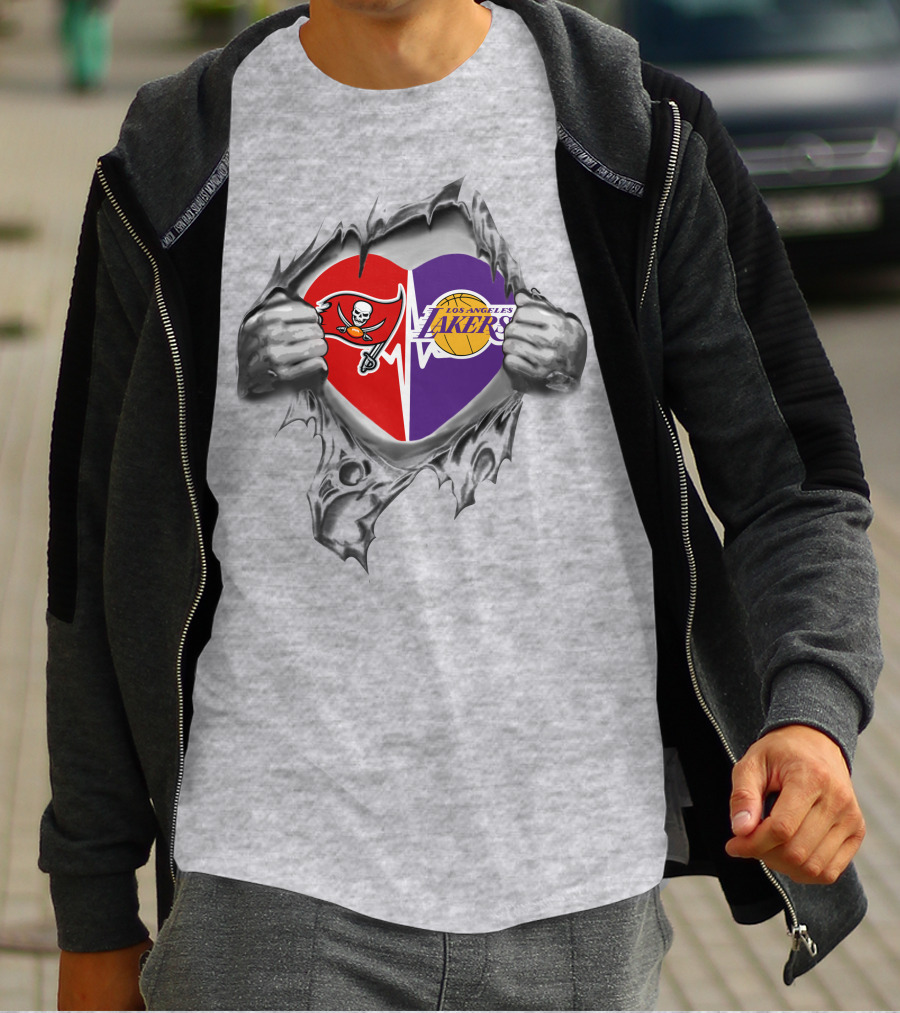 Lakers Tampa Bay Buccaneers Heartbeat Passion Fan Love T-Shirt