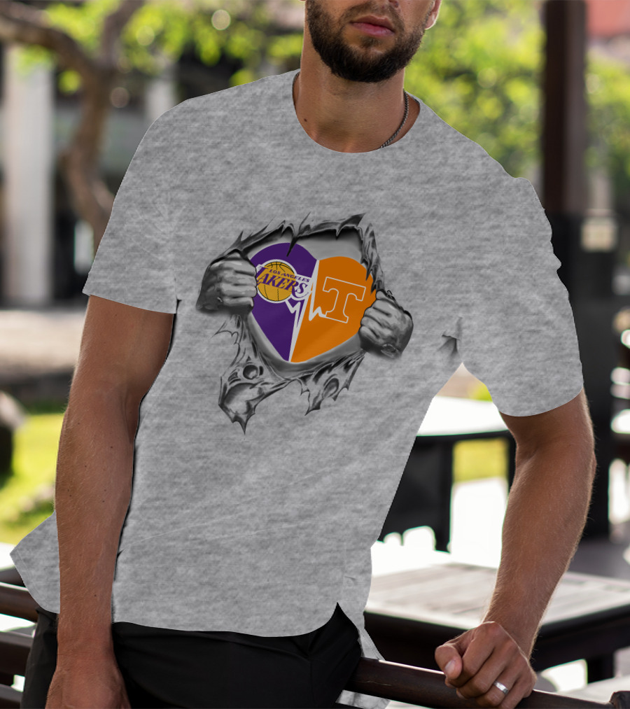 Los Angeles Lakers Tennessee Volunteers Heartbeat Loyalty T-Shirt