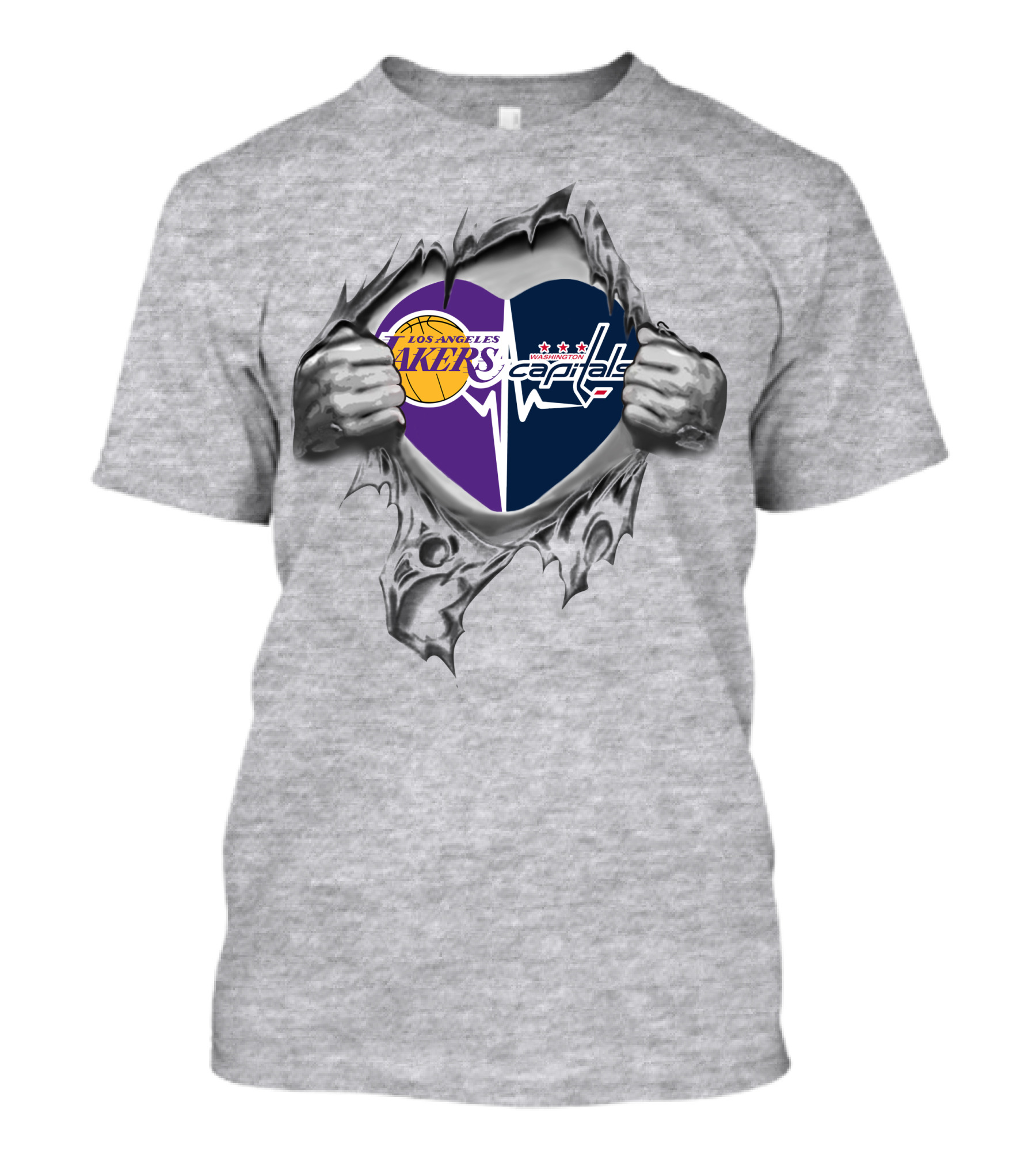 Los Angeles Lakers Washington Capitals Heart Split T-Shirt