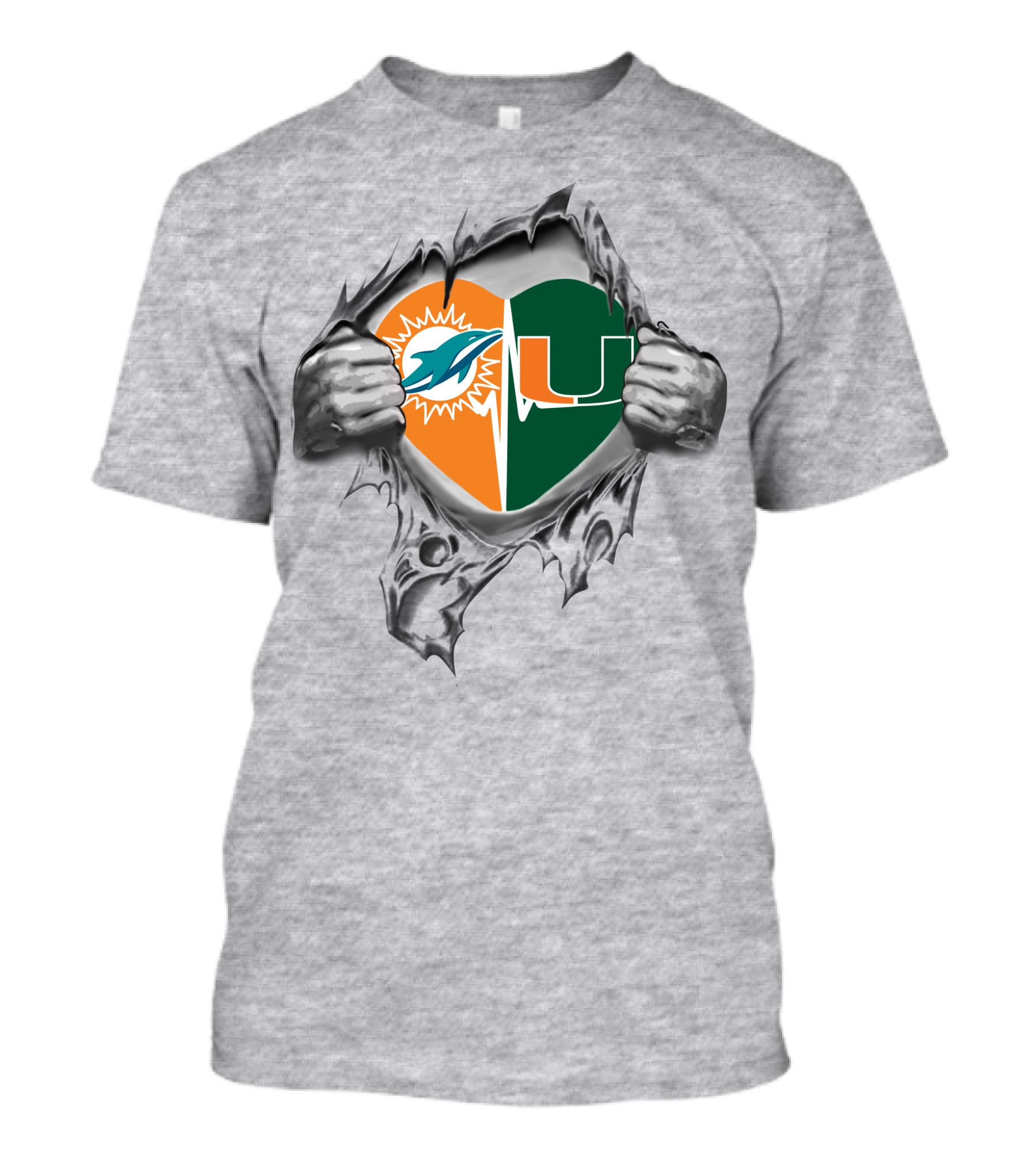 Miami Dolphins Hurricanes Heart Logo 29 It's In My Heart T-Shirt
