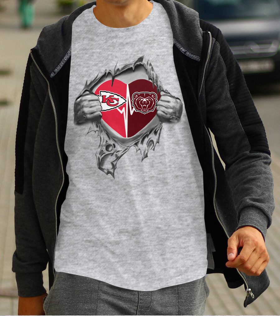 Kansas City Chiefs Missouri State Bears Heart T-Shirt
