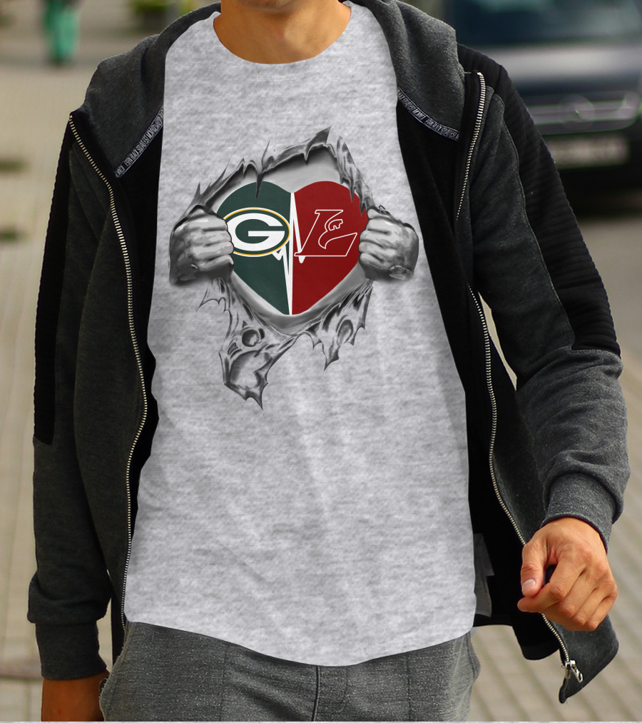 Packers La Crosse Eagles Heart Logo Graphic With Tearing Hands T-Shirt