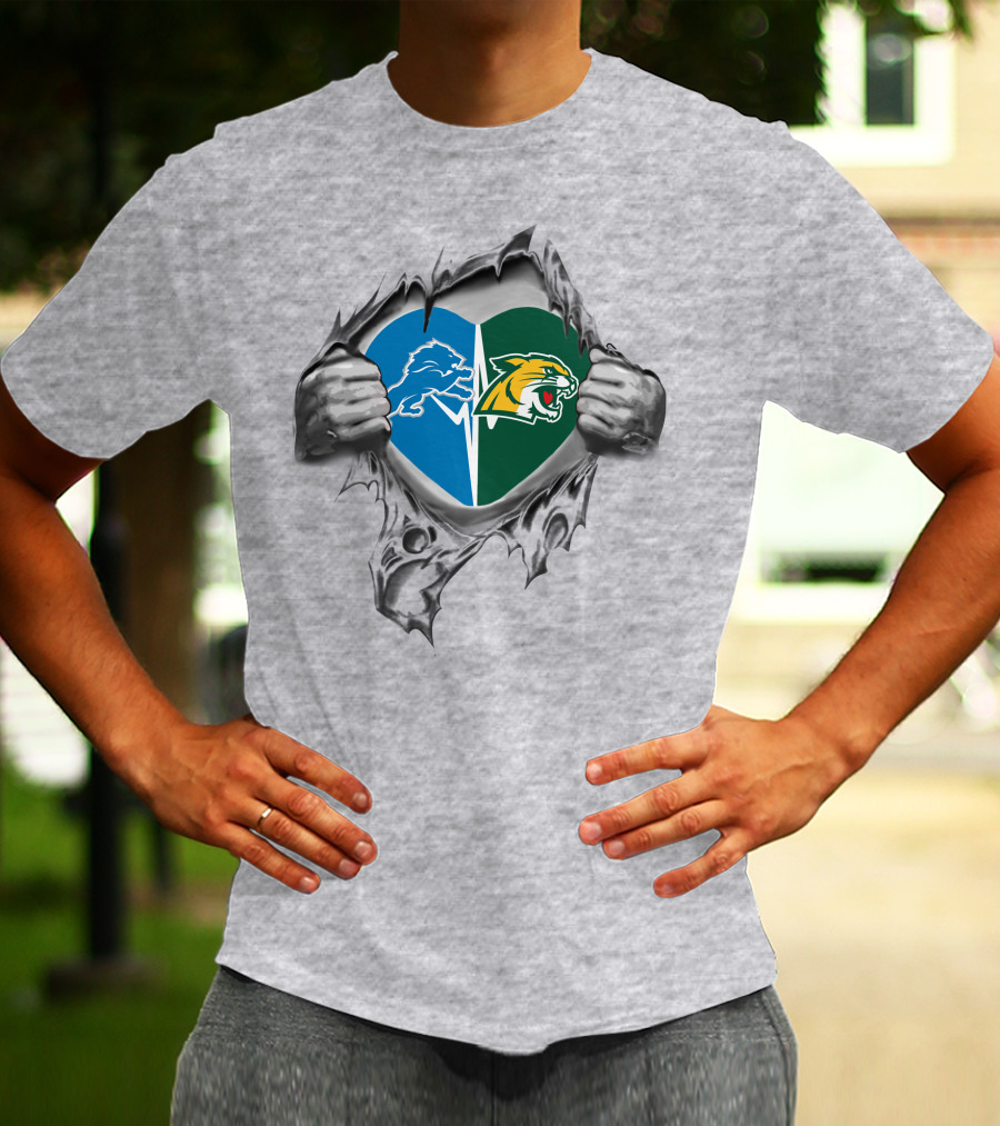 Detroit Lions Northern Michigan Wildcats Heart T-Shirt
