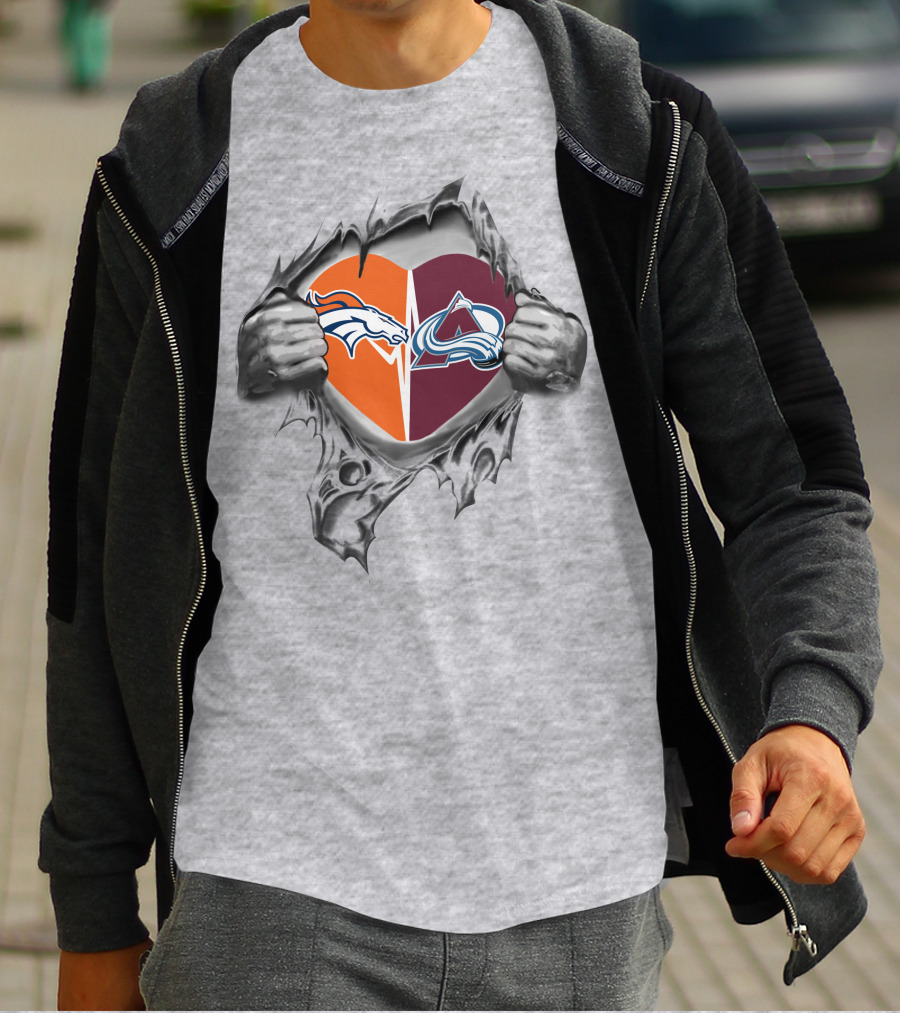 Colorado Broncos Avalanche Heart Design 162 T-Shirt