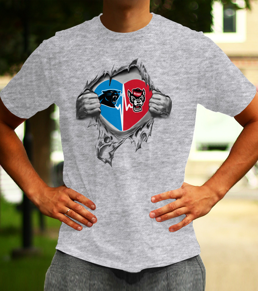 Panthers Nc State Wolfpack Heart T-Shirt