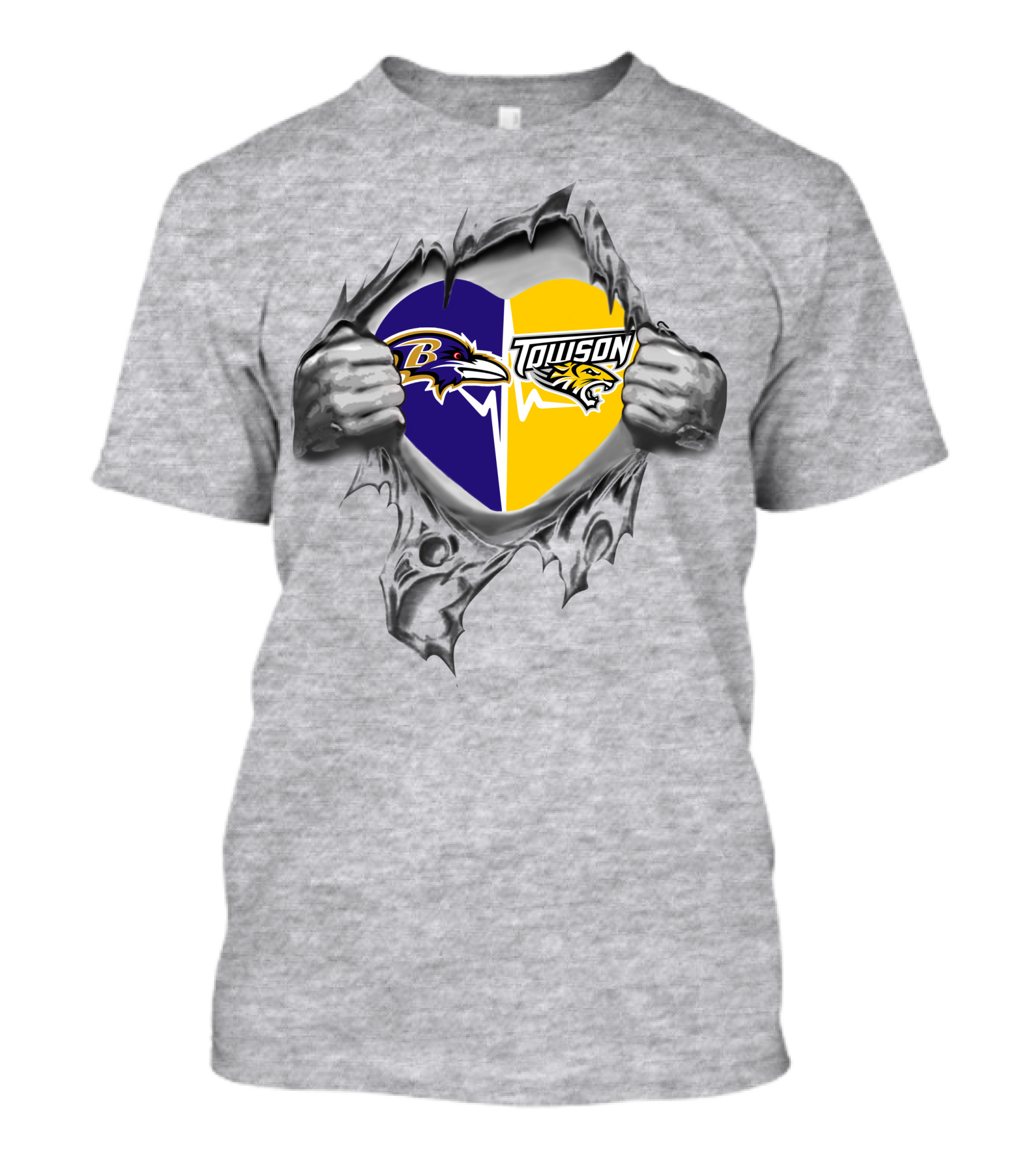 Ravens Towson Tigers Heart Design 187 T-Shirt