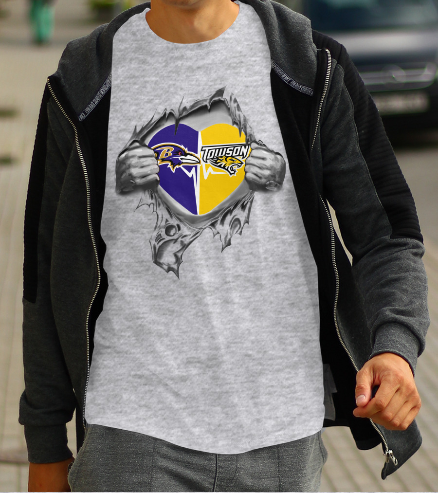 Ravens Towson Tigers Heart Design 187 T-Shirt