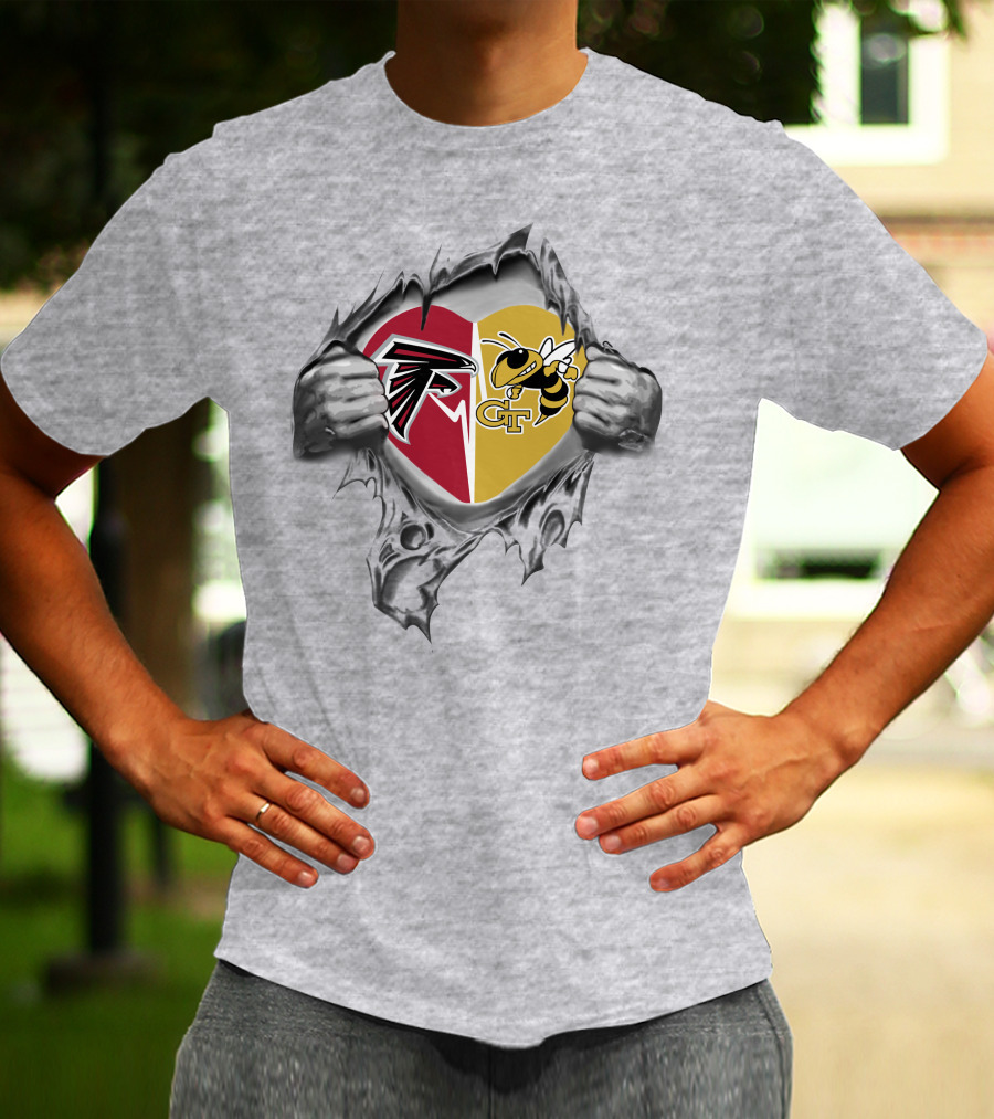 Atlanta Falcons Georgia Tech Yellow Jackets Heart T-Shirt