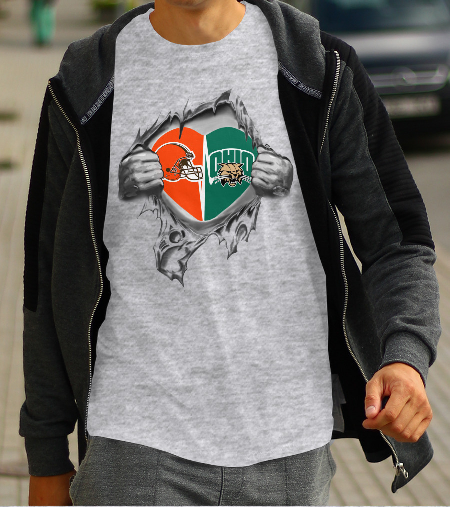 Cleveland Browns Ohio Bobcats Heart T-Shirt