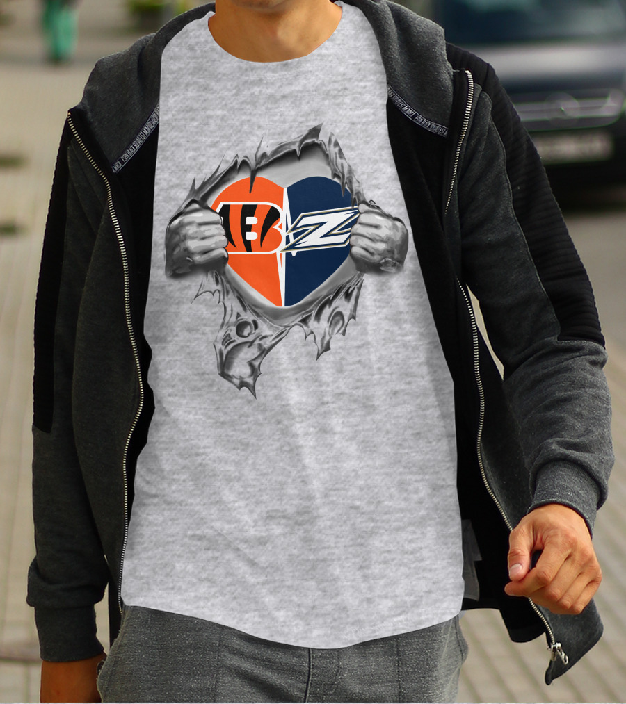 Bengals Akron Zips Heart Logo Fusion T-Shirt