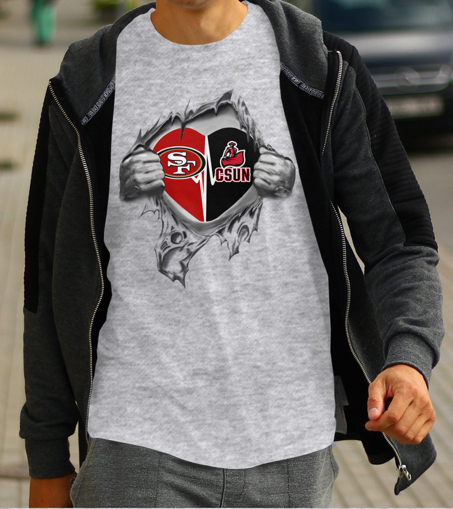49ers Csun Matadors Heart T-Shirt