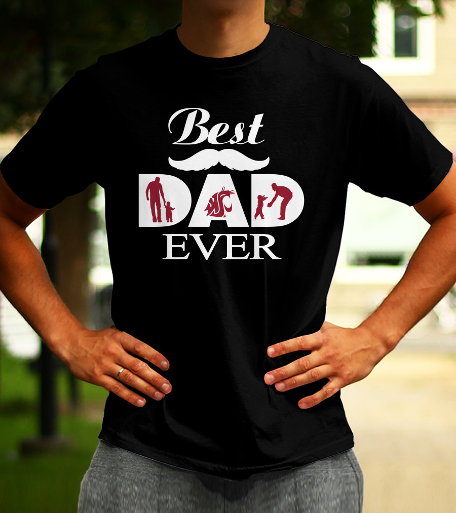 Best Dad Ever Washington State Cougars Father's Day T-Shirt