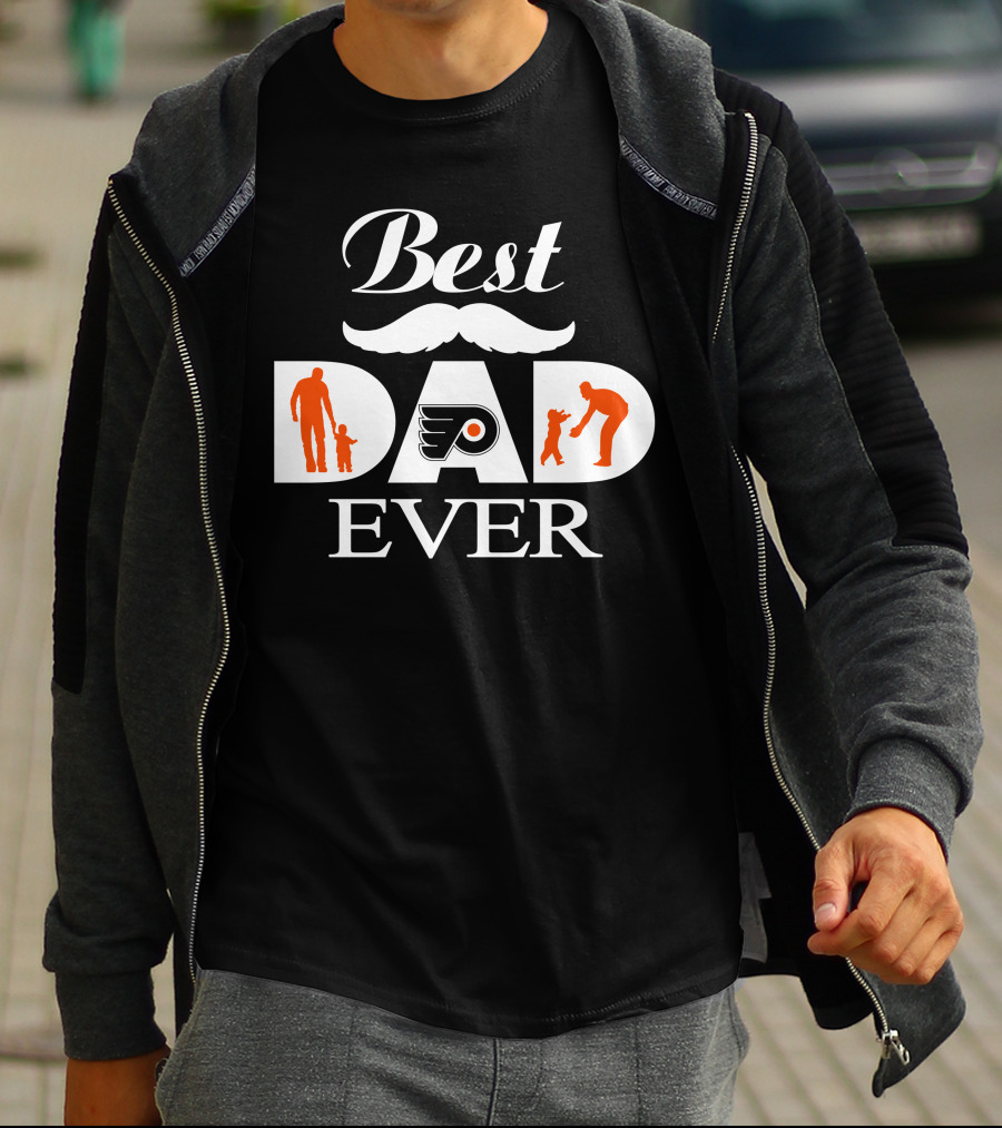 Best Dad Ever Philadelphia Flyers Fans Family Silhouette T-Shirt