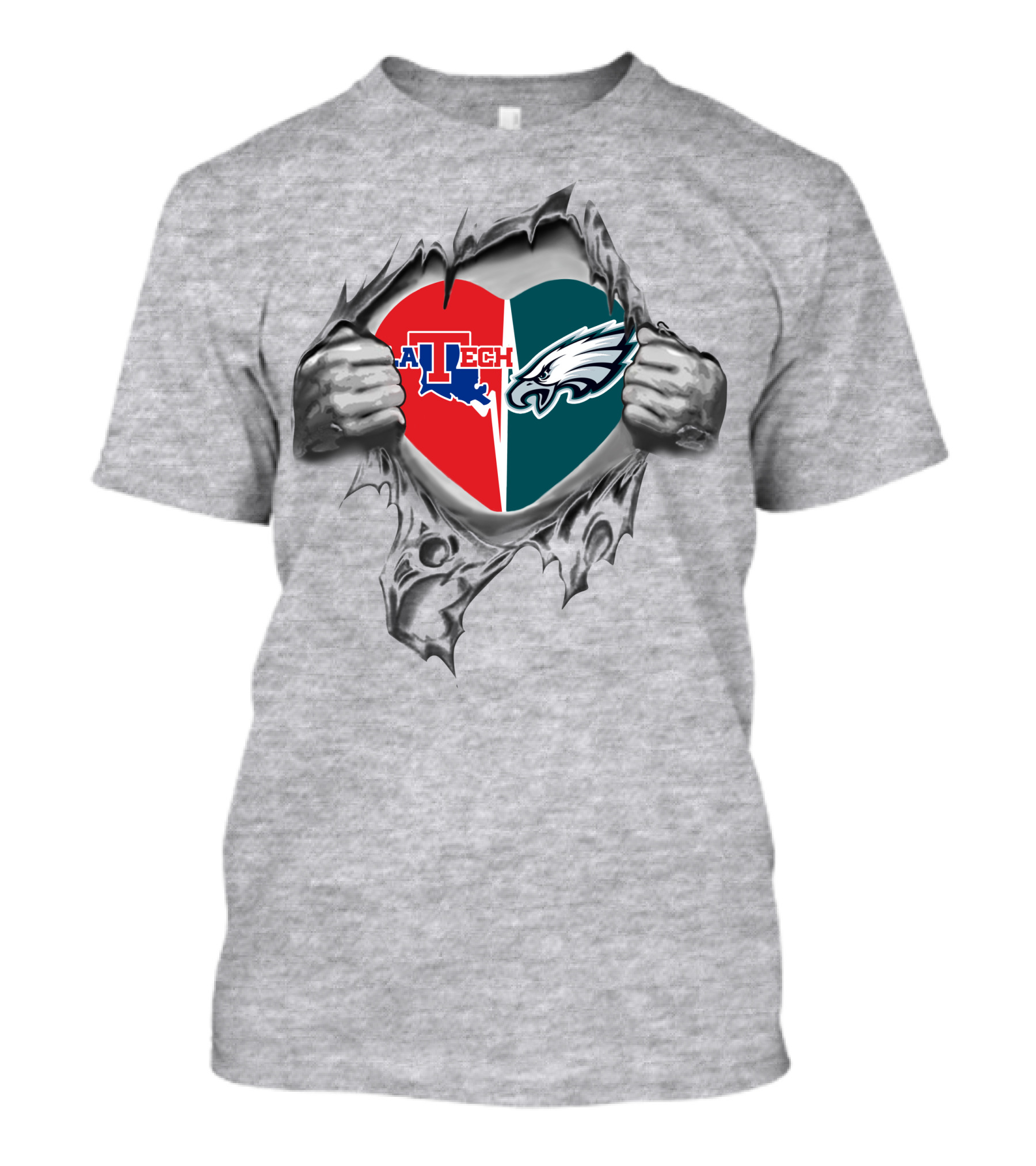 Louisiana Tech Bulldogs And Eagles Heart T-Shirt