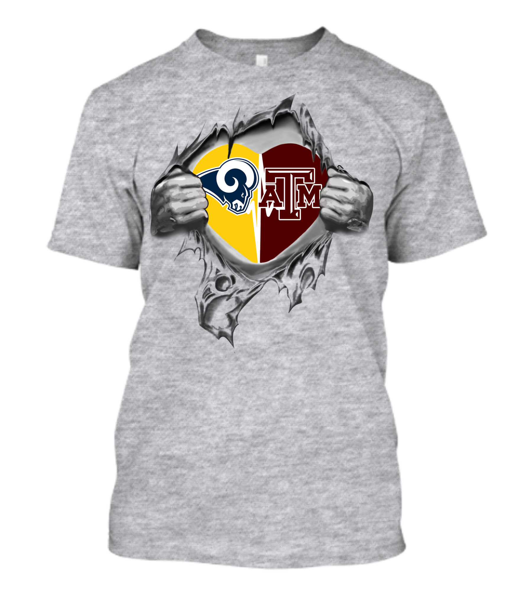 Rams Texas A&M Aggies Heart Loyalty Fusion T-Shirt