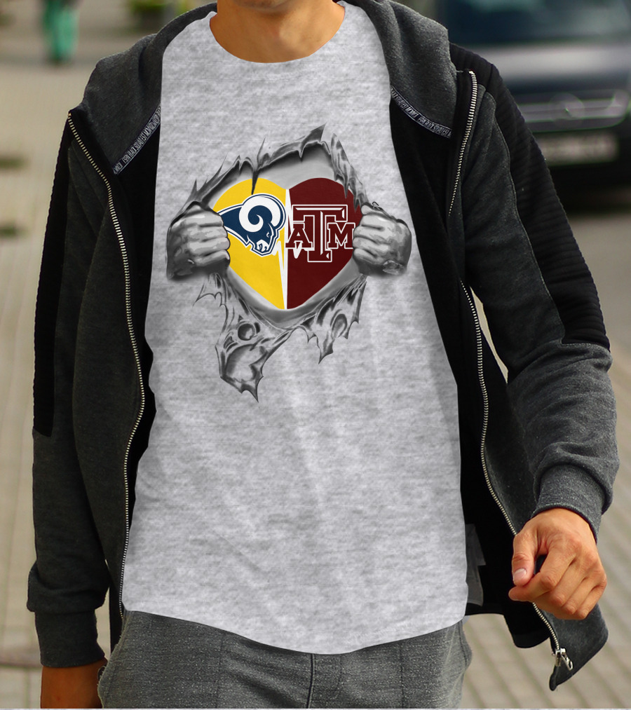 Rams Texas A&M Aggies Heart Loyalty Fusion T-Shirt