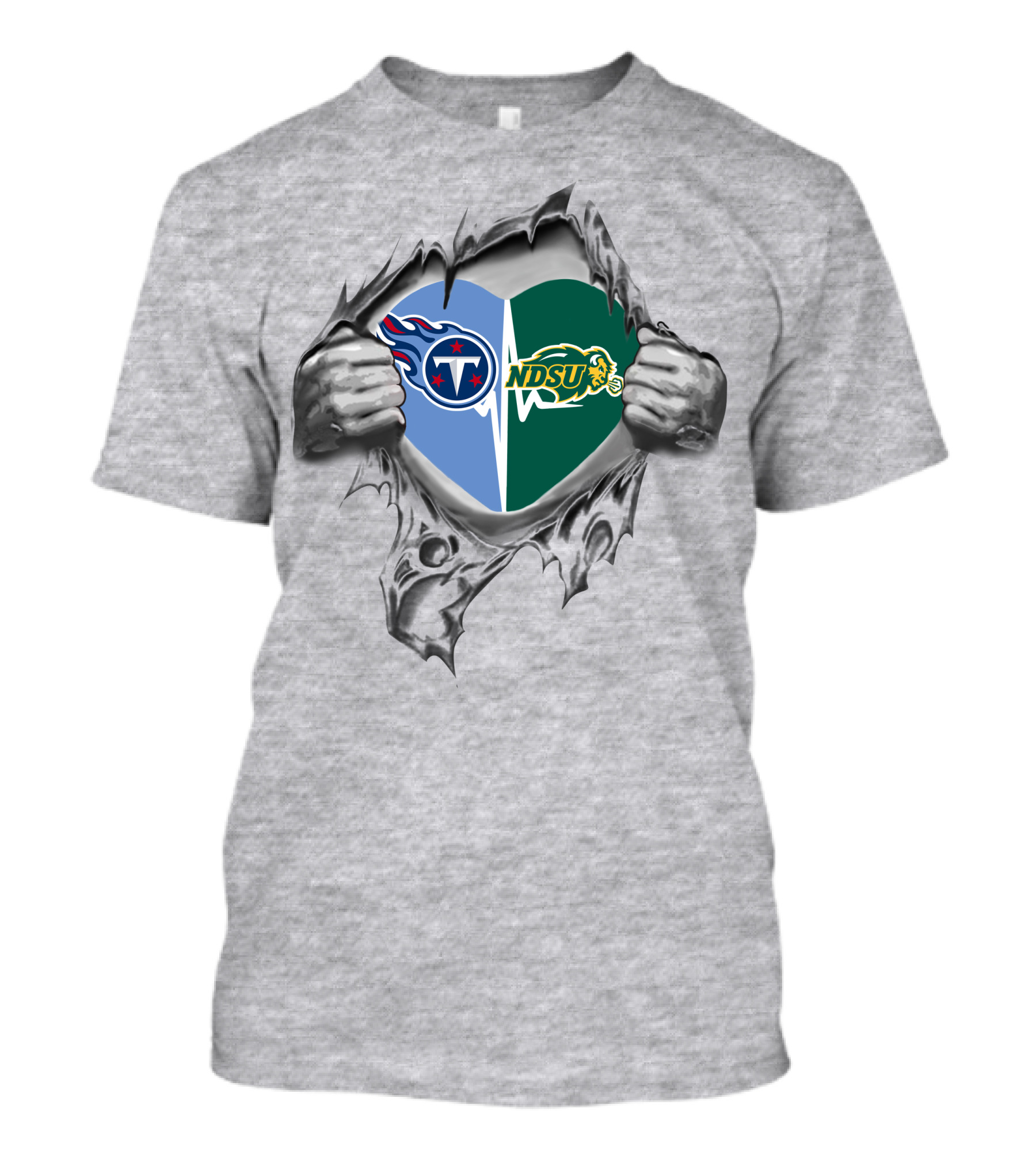 Titans Ndsu Bison Heart Logo Fusion T-Shirt