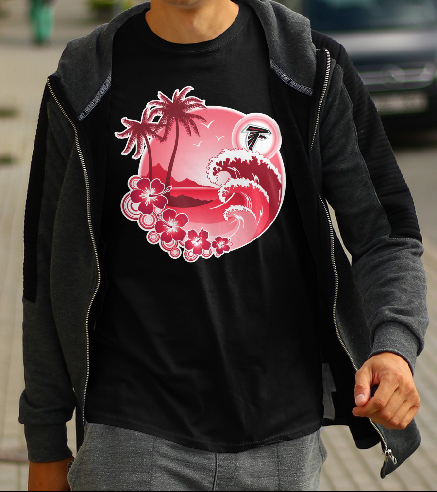 Atlanta Falcons Tropical Holiday Wave Scene T-Shirt