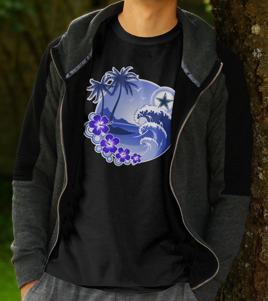 Dallas Cowboys Holiday Tropical Wave Palm Trees & Flowers T-Shirt