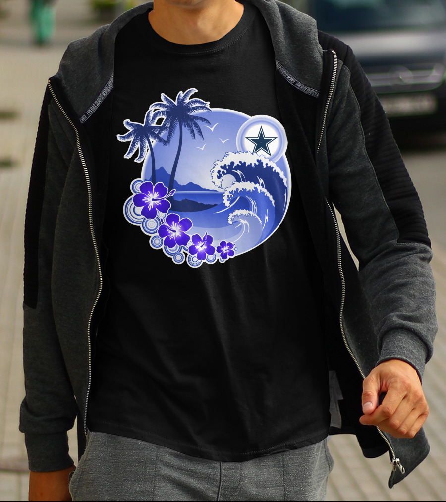 Dallas Cowboys Holiday Tropical Wave Palm Trees & Flowers T-Shirt
