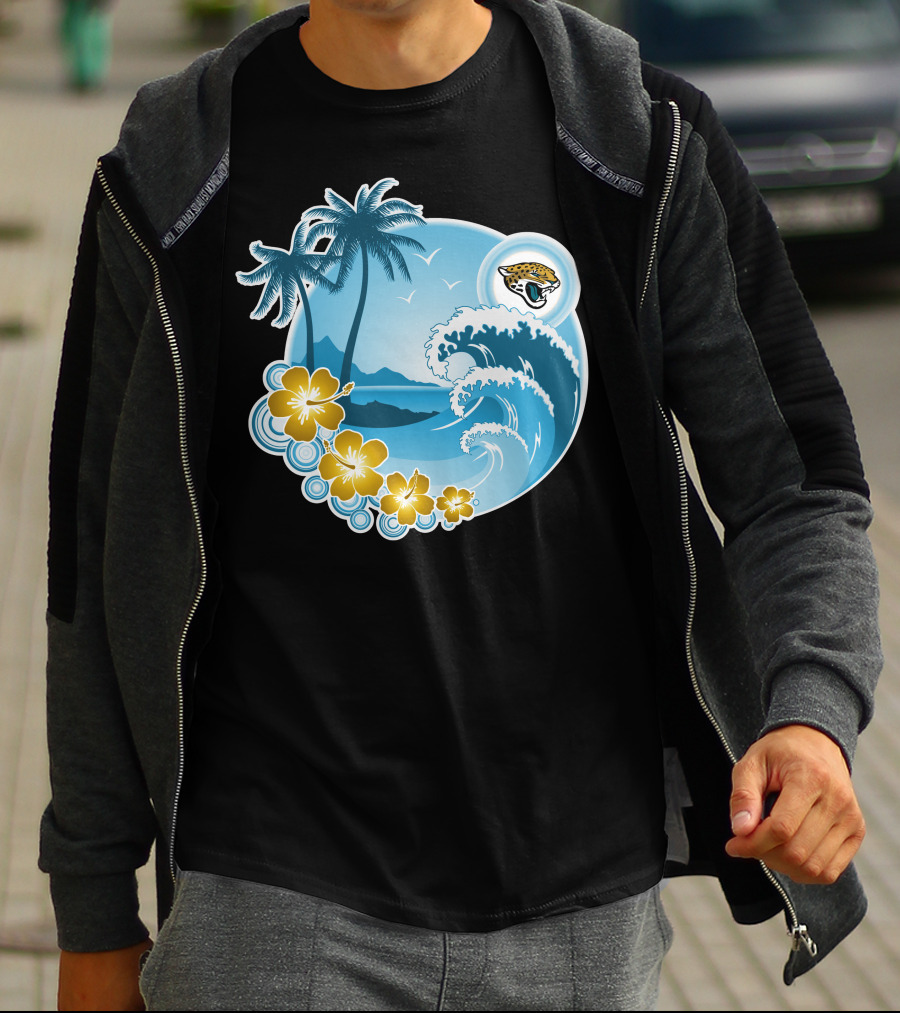 Jacksonville Jaguars Tropical Beach Holiday Wave Scene T-Shirt
