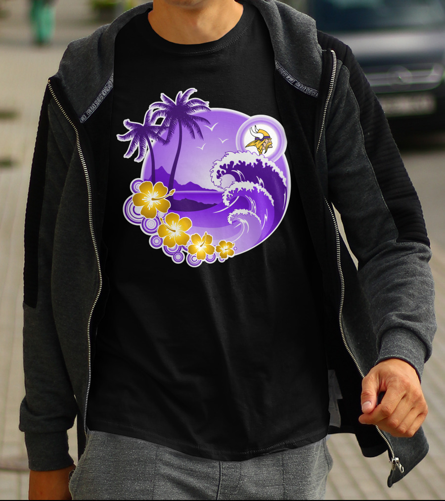 Minnesota Vikings Tropical Wave Happy Holidays T-Shirt