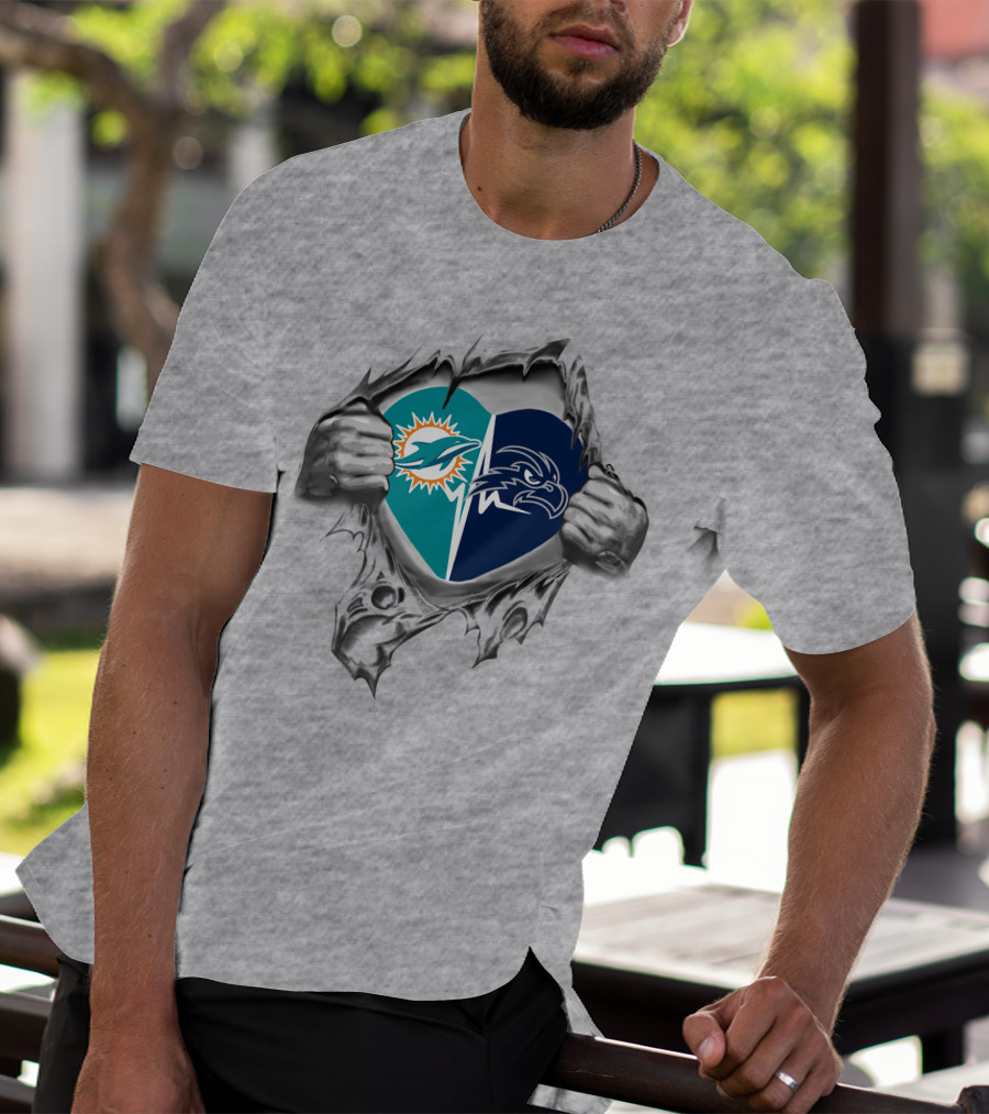 Miami Dolphins North Florida Ospreys Heart Logo T-Shirt