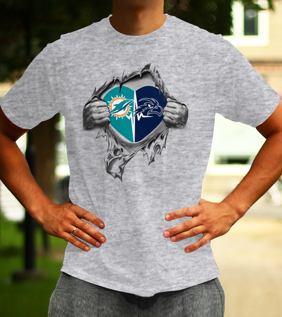 Miami Dolphins North Florida Ospreys Heart Logo T-Shirt