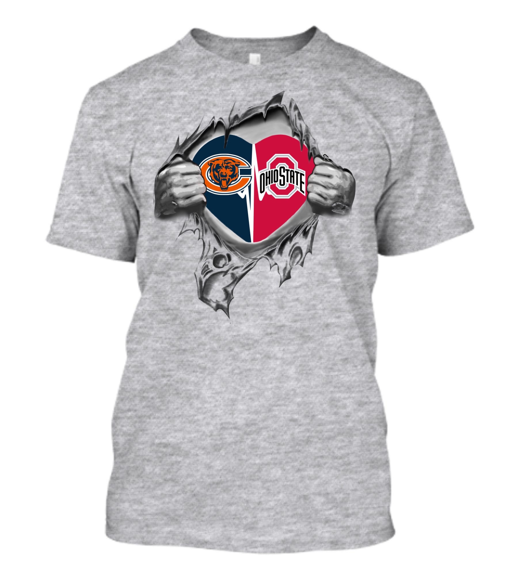 Bears Ohio State Buckeyes Heart Logo Fusion T-Shirt