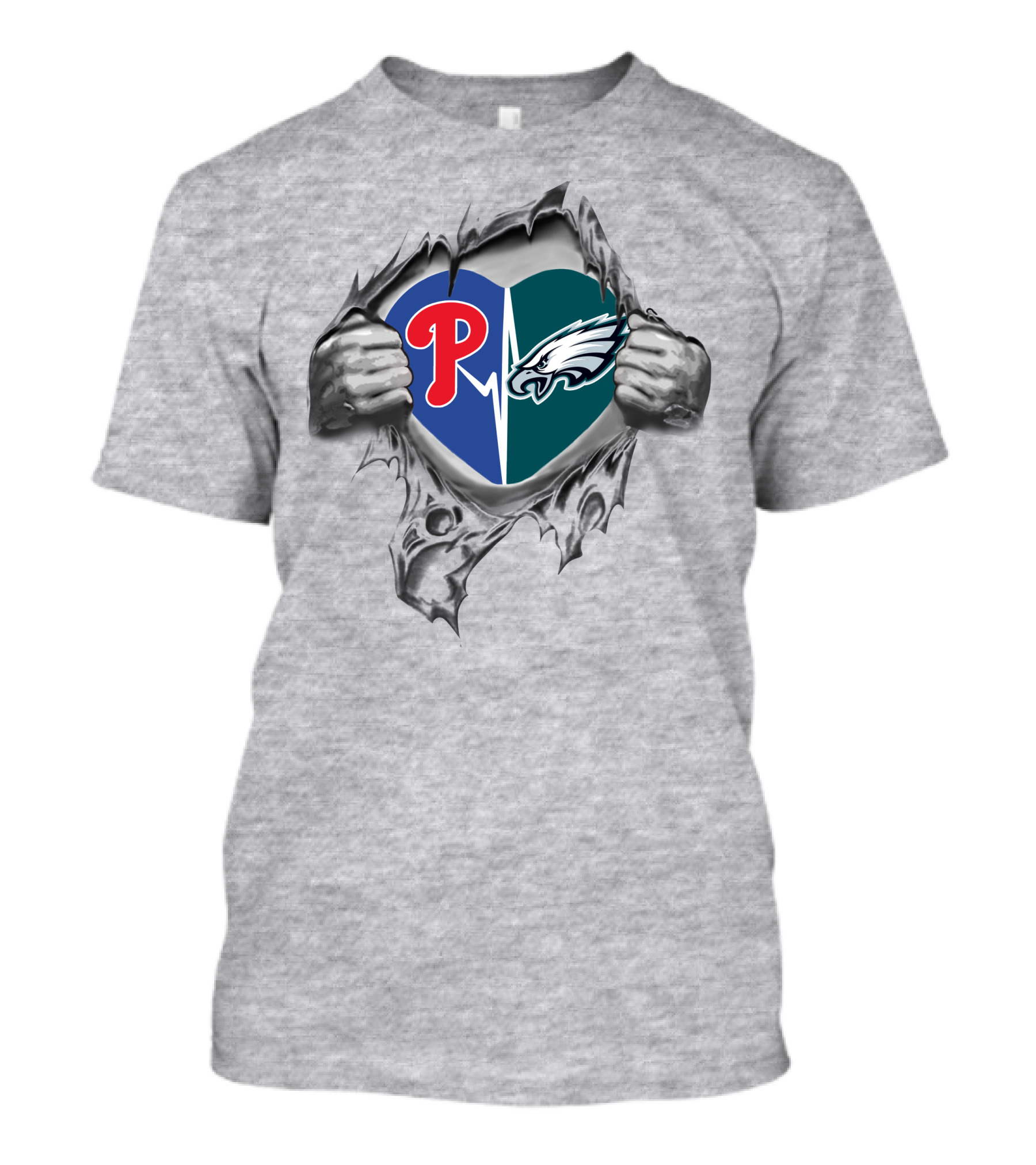 Philadelphia Eagles Phillies Heartbeat T-Shirt