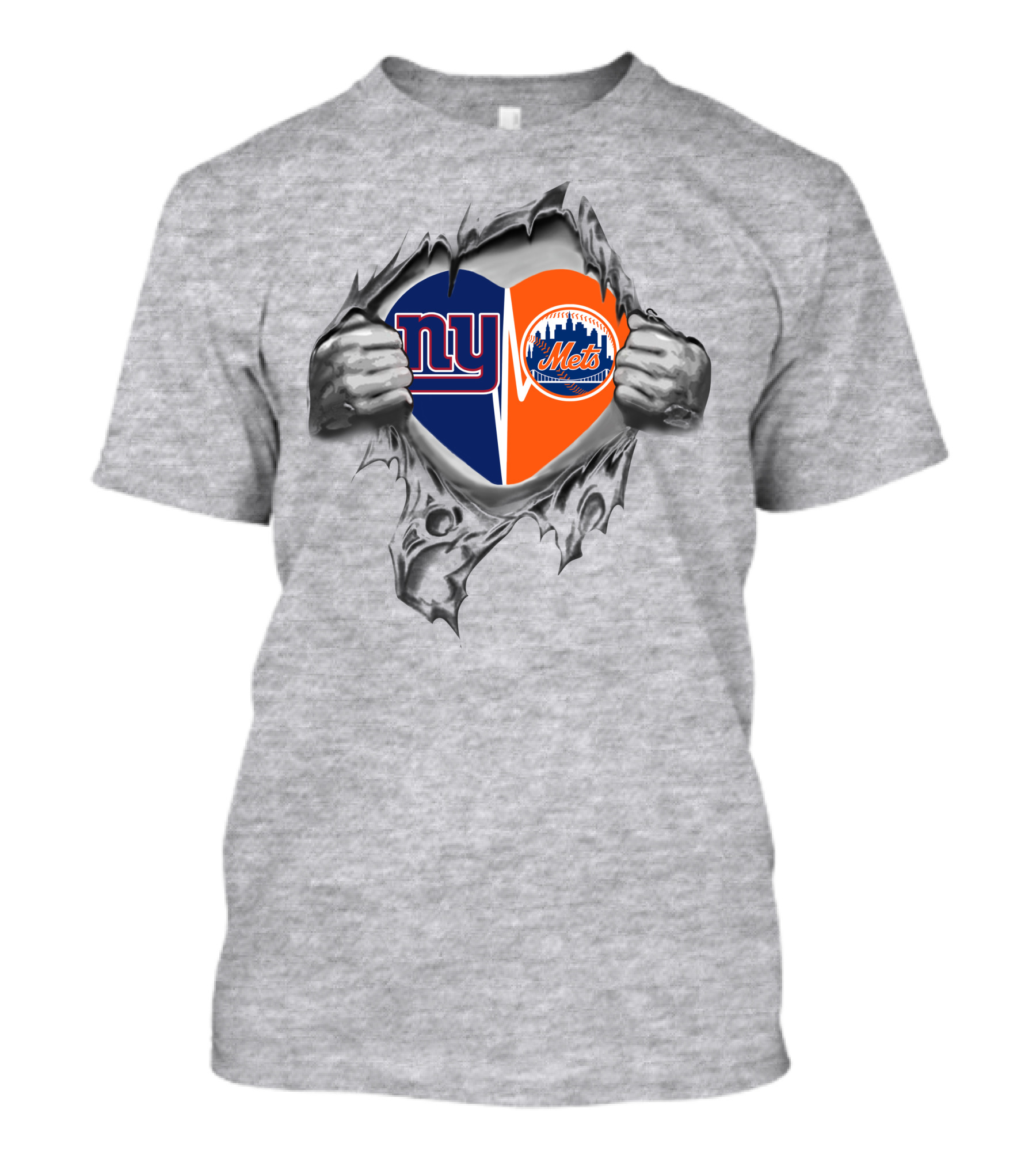 Ny Giants And Mets Heart Rip T-Shirt
