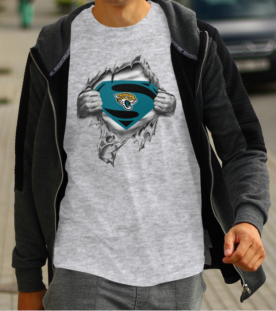 Jacksonville Jaguars Superman Logo Emblem Tear-Through T-Shirt