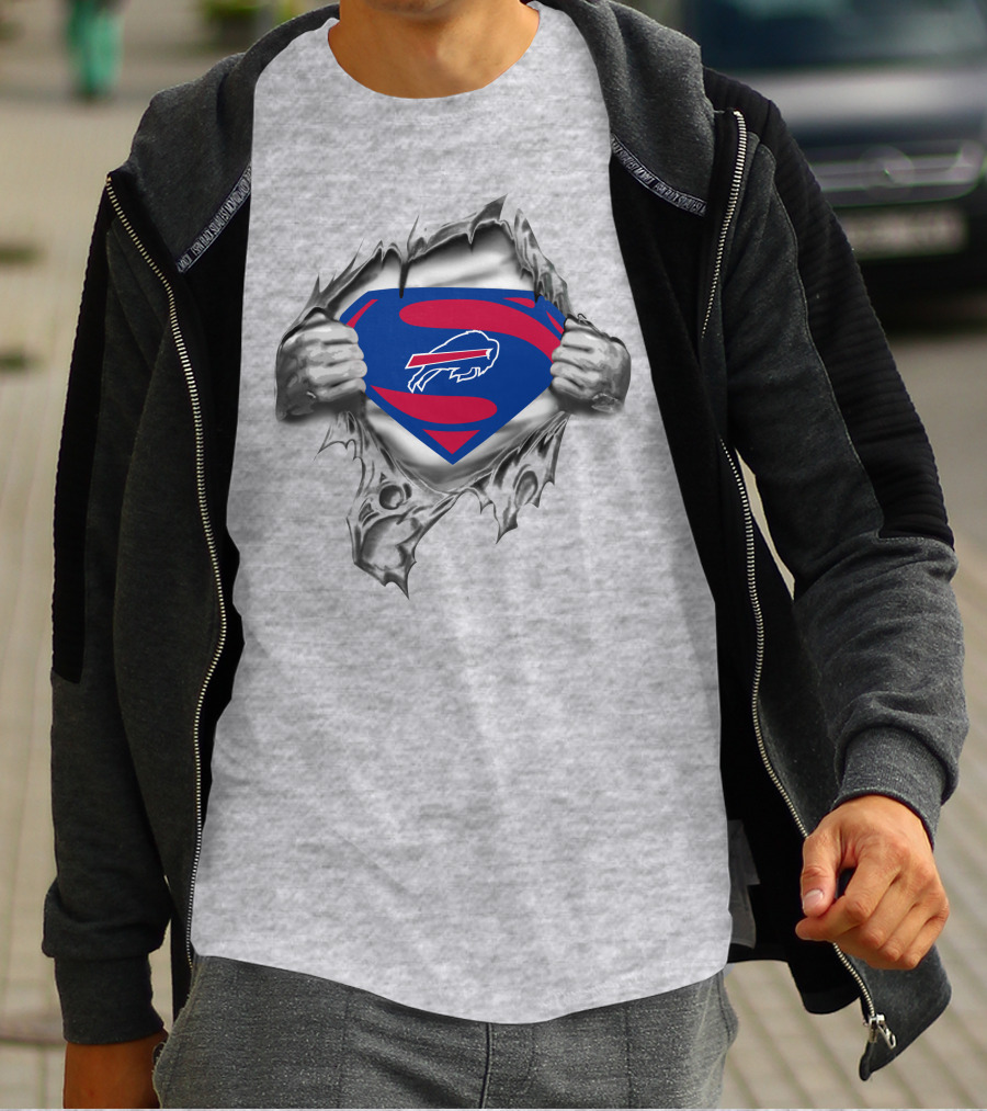 Buffalo Bills Superman Logo Chest Rip T-Shirt