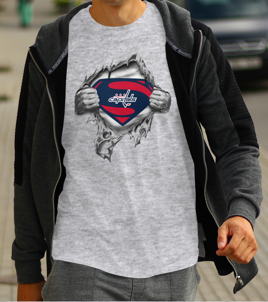 Washington Capitals Superman Logo 94 Vintage Style T-Shirt