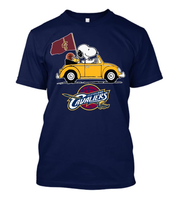 Cleveland Cavaliers Snoopy And Woodstock Driving With Basketball T-Shirt