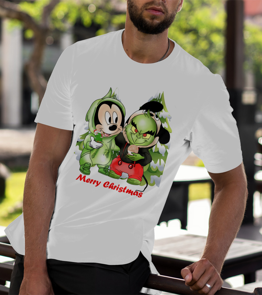 Merry Christmas The Grinch And Mickey T-Shirt