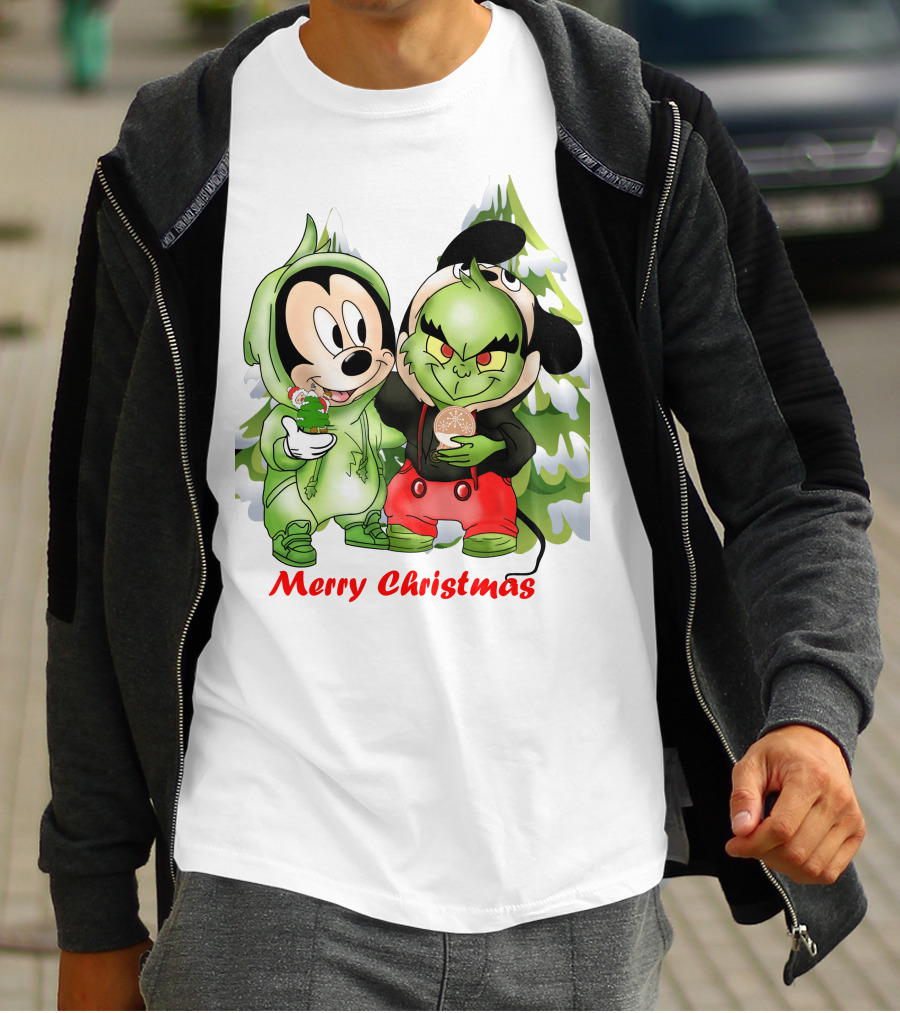 Merry Christmas The Grinch And Mickey T-Shirt