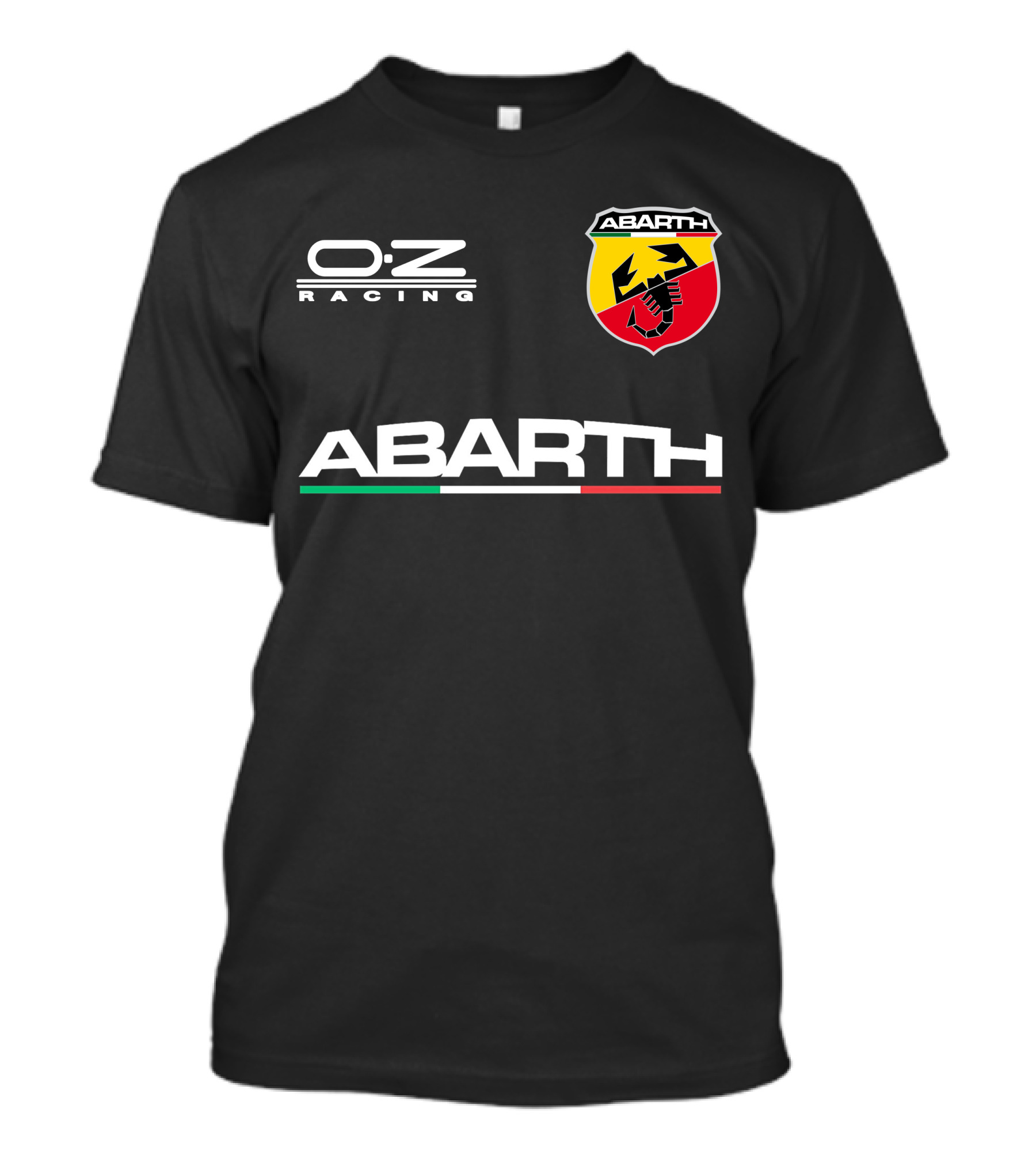 O.Z Racing Abarth Logo Scorpion Emblem With Italian Flag Stripe T-Shirt