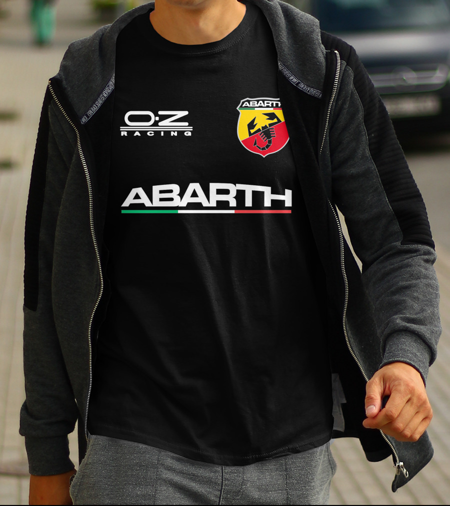 O.Z Racing Abarth Logo Scorpion Emblem With Italian Flag Stripe T-Shirt